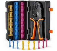 SOMELINE Pince à Sertir Cosse Thermorétractable Kit, Pince à Sertir 0.5-6 mm², avec 100 pcs Connecteur Thermorétractable, Cosse a Sertir Connecteur Electrique Etanche, for Cars and Boats