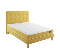 Someo - Ensemble Matelas Mousse, sommier, Pieds et tête de lit Aurore 400 180x200 en Bois - Blanc