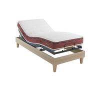 Someo - Ensemble Matelas Relaxation 100% Latex, sommier et Pieds Crépuscule 500 90x190 en Hêtre Massif - Bois Naturel