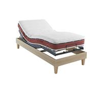 Someo - Ensemble Matelas Relaxation 100% Latex, sommier et Pieds Crépuscule 600 2x80x200 en Hêtre Massif - Bois Naturel