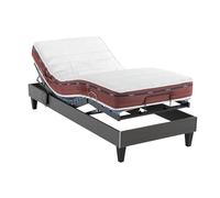 Someo - Ensemble Matelas Relaxation 100% Latex, sommier TPR et Pieds Crépuscule 500 70x190 en Hêtre Massif - Bois foncé