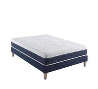 Someo - Ensemble Matelas Ressorts et mémoire de Forme, sommier et Pieds Rêve 600 140x190 en Bois - Blanc