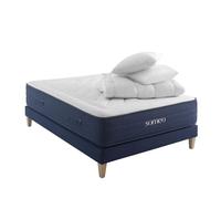 Someo - Ensemble Matelas Ressorts, Latex et mémoire de Forme, sommier, Pieds, Couette et Oreiller Rêve 700 160x200 en Bois - Blanc