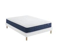 Someo - Ensemble Matelas Ressorts, sommier Lune et Pieds Rêve 400 160x200 en Bois - Blanc