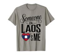 Someone in Laos Loves Me Heart Flag Long Distance Family T-Shirt