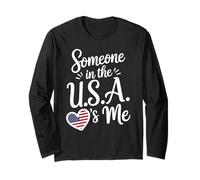 Someone in The USA is Me American Flag Heart Manche Longue
