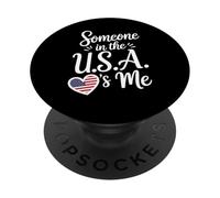 Someone in The USA is Me American Flag Heart PopSockets PopGrip Adhésif