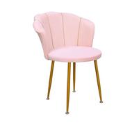 Somerway Chaise Coiffeuse, Fauteuil Salon, Fauteuil Coquillage, Dossier en Forme de Pétale, Siege Coiffeuse Rembourré en Velours avec Pieds Dorés (Rose)