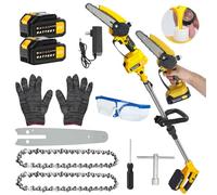 Somerway Mini Tronçonneuse, Mini Tronçonneuse à Batterie, Petite Tronçonneuses Sans Fil, 6 Pouces, 2 Batteries Incluses, Verrouillage de Sécurité, Élagage Arbres & Coupe Bois (Jaune prolongé)