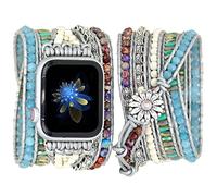 Somesame Compatible avec les bracelets Apple Watch de 41 mm, 40 mm, 38 mm avec perles multicouches tressées à la main, bracelets de montre pour femmes pour iWatch SE Series 9, 8, 7, 6, 5, bleu clair