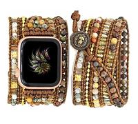 Somesame Compatible avec les bracelets de montre Apple Watch 49 mm, 45 mm, 44 mm, 42 mm, perles de style bohème, 5 enveloppements, bracelet de montre tressé à la main pour homme et femme, pour iWatch