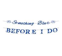 Something Blue Before I Do Décorations Fête Prénuptiale, Pré-Enfilées Bannière Fête Prénuptiale Toile Fond Photo pour Mariage Enterrement vie de Jeune Fille Fiançailles et Future Mariée Décor