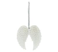 Something Different- Décoration à Suspendre | Double Aile d'ange pailletée | H : 13 cm, l : 7 cm, P : 1 cm | Lot de 24, AO_33327, Blanc