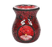 Petit brûleur à Huile Pilier en Verre craquelé Rouge élégant - 11 cm x 8,5 cm (1 pièce) - Design Luxueux, matériau de qualité supérieure, Accessoire d'aromathérapie - Idéal pour la décoration de la
