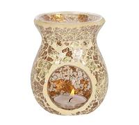 Grand brûleur à huile pilier élégant en verre craquelé - 14 cm x 11 cm (1 pièce) - Design luxueux, matériau de qualité supérieure, accessoire d'aromathérapie - Idéal pour la décoration de la maison et