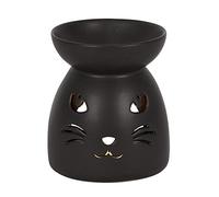Enchanteur brûleur à Huile en céramique avec Motif Chat Noir - 10,5 cm x 9,2 cm (1 pièce) - Design Luxueux, matériau de qualité supérieure, Accessoire d'aromathérapie - Idéal pour la décoration de la