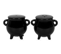 Ensemble salière et poivrière en forme de chaudron noir avec coffret cadeau