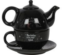 Something Different - Ensemble de thé "The Fortune Teller Tea For One" SD4435 (taille unique) (Noir/Blanc/Or)