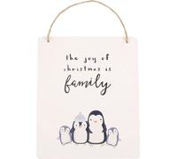 Something Different - Panneau à suspendre "Joy Of Christmas", Famille de pingouins SD6054 (Taille unique) (Blanc/Noir/Bleu)
