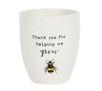 something different DP_30030 Thank You for Helping Me Grow Pot de Fleurs en céramique Blanc 12,5 x 11 x 11 cm