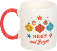 Something Different - Tasse à café "Merry And Bright", boule de Noël SD10093 (Taille unique) (Blanc/Rouge)