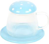 Something Different - Tasse et soucoupe, champignon, verre SD6568 (taille unique) (Transparent/Bleu)