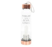 Something Different Wholesale Bouteille d'eau en verre infusé de cristal de quartz transparent - dynamisez votre corps et votre âme avec une base tendance en acier inoxydable