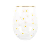 Something Different Wholesale Charmant verre à vin sans pied avec bord doré - Design printanier - Verre joyeux et élégant pour une touche de délices floraux