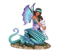 Something Different Wholesale Enchanting Figurine de fée Amy Brown de 16 cm - Art fantastique de collection, sculpture de livre à l'aquarelle, statue en résine violette et bleu sarcelle - Pièce