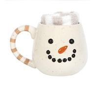 Something Different Wholesale Ensemble tasse et chaussettes en céramique bonhomme de neige - Tasse de Noël festive avec chaussettes confortables - Idéal pour les boissons chaudes