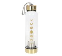 Something Different Wholesale Hydratation en déplacement : bouteille d'eau en verre Phases de lune - Infusé de cristal, quartz transparent, beau design, idéal pour le bureau et les voyages