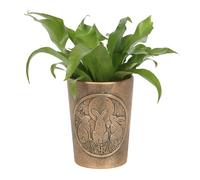 Something Different Wholesale Lisa Parker Moon Shadows Pot de fleurs en terre cuite en bronze - Charme mystique, motif lièvre en bronze antique, pot de fleurs lièvres regardant la lune