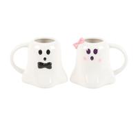 Something Different Wholesale Mr & Mrs Boo Lot de tasses fantômes - Ensemble d'Halloween effrayant et adorable pour couples - Passe au micro-ondes et au lave-vaisselle - Complément festif à votre