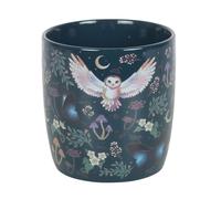 Something Different Wholesale Mug mystique bleu marine hibou et lune - 320 ml avec hiboux volants, croissant de lune et plantes forestières - Passe au micro-ondes et au lave-vaisselle - Idéal pour les