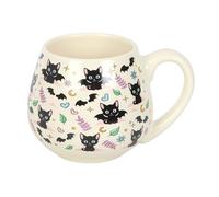 Something Different Wholesale Mug rond avec imprimé chat mignon et effrayant avec chats noirs, lunes et étoiles - 500 ml Tasse en céramique pour les amoureux des chats et sorcières - Passe au