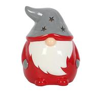 Something Different Wholesale Photophore Gonk en céramique rouge et gris - Décoration de Noël festive et cadeau - Maison de bougies chauffe-plat en céramique - Rader Porcelaine