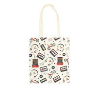Something Different Wholesale Sac fourre-tout rétro des années 80 | Sac réutilisable en polycoton | Imprimé arcade et cassette | Sac de courses léger | Cadeau nostalgique | Lavage à la main uniquement