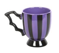 Something Different Wholesale Tasse à thé avec ailes de chauve-souris rayées violettes | Tasse gothique de 490 ml | Tasse à thé d'Halloween | Lavage à la main uniquement | Cadeau effrayant pour les