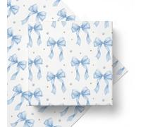 Something - Papier cadeau de mariage en papier kraft épais 120 g/m² plié avec nœud bleu aquarelle pour fête prénuptiale et fiançailles, romance classique et élégante