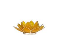 SomethingDifferent Bougeoir Lotus Chakra Capiz Coquillage Jaune Bordure Argent