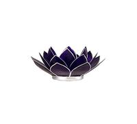 Somethingdifferent Lotus Chakra pour bougie Capiz Coque Violet Bordure argentée