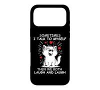 Sometimes I Talk to Myself and We Both Laugh Funny Black Cat Coque pour iPhone 17 Pro Max