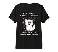 Sometimes I Talk to Myself and We Both Laugh Funny Black Cat T-Shirt Haut de Gamme