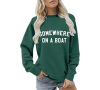 Somewhere On A Boat - Sweat-shirt surdimensionné noir à manches longues pour femme, Vert, XL