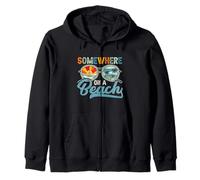 Somewhere on Beach Funny Summer Beach Family Vacances Sweat à Capuche