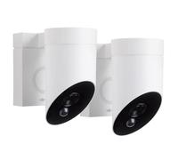 somfy 1875340 - Pack de 2 Outdoor Camera 2 Blanches, Caméras avec détection de Mouvement Intelligente, Sirène intégrée de 110 DB, Branchement Possible sur Un luminaire existant, Images Full HD 1080p