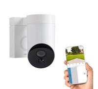 somfy - Caméra de Surveillance Extérieure - Caméra Surveillance WiFi - 1080p Full HD - Caméra avec Sirène Alarme Extérieure 110 DB - Branchement Possible sur Luminaire Existant