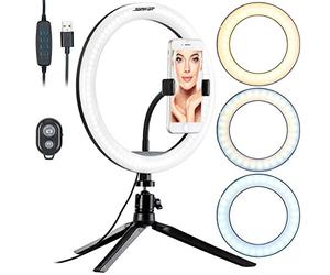 Somikon Anneau LED Professionnel avec Support Smartphone et déclencheur Bluetooth