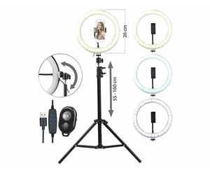 Somikon Anneau lumineux LED Ø 26 cm avec support pour smartphone et trépied