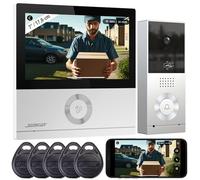Somikon Interphone Wi-Fi : interphone vidéo Wi-Fi Full HD avec écran tactile de 17,8 cm (7"), application (interphone vidéo, interphone avec caméra, kit de caméra de surveillance)
